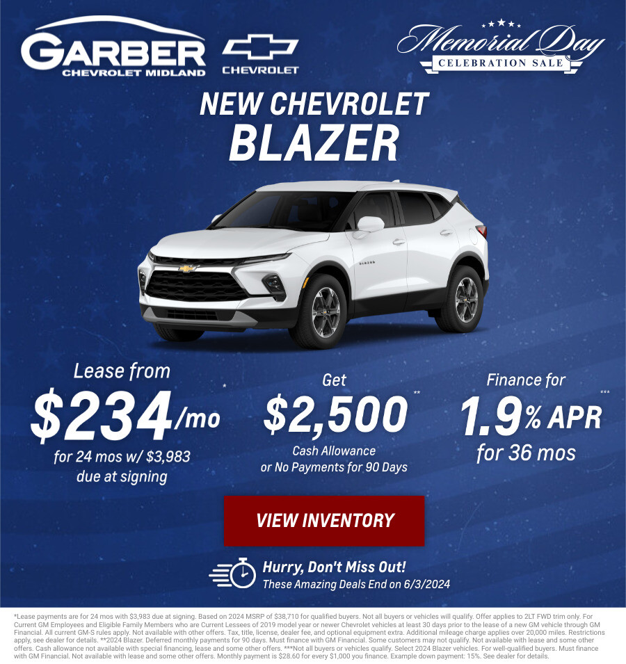 New Chevrolet Blazer Current Deals and Offers in Midland, MI