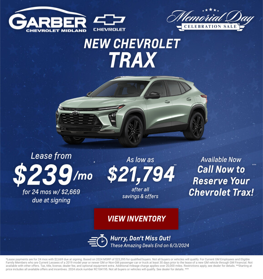 New Chevrolet Trax Current Deals and Offers in Midland, MI