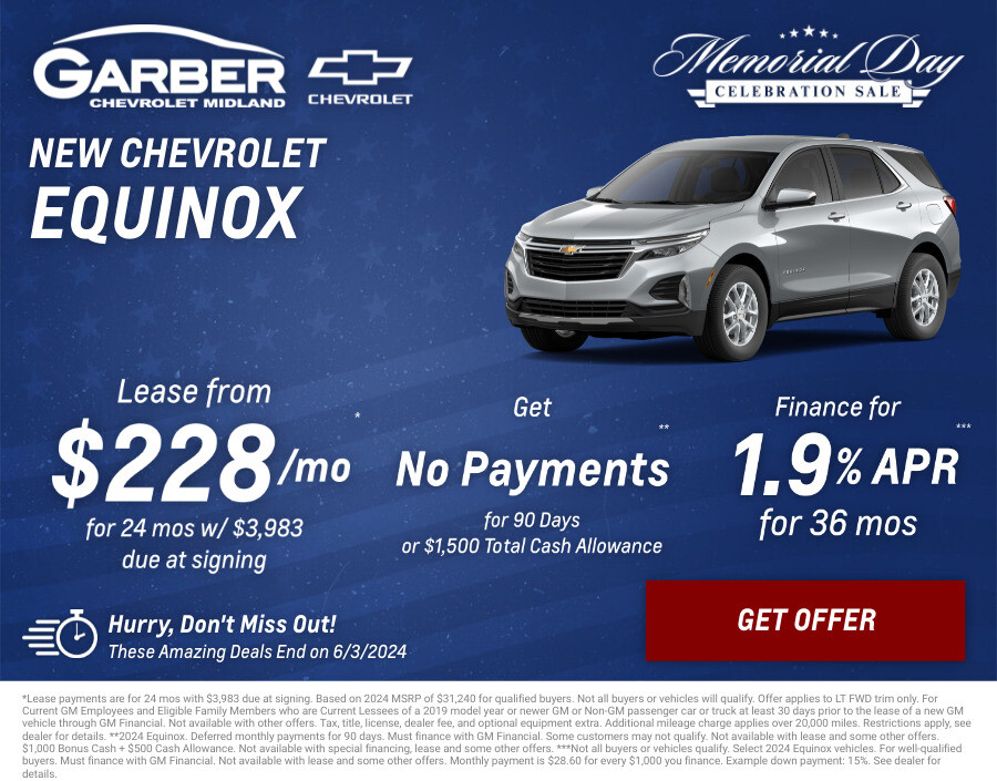 New Chevrolet Equinox Current Deals and Offers in Midland, MI