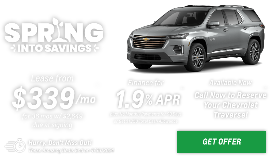 New Chevrolet Traverse Current Deals and Offers in Chesaning, MI
