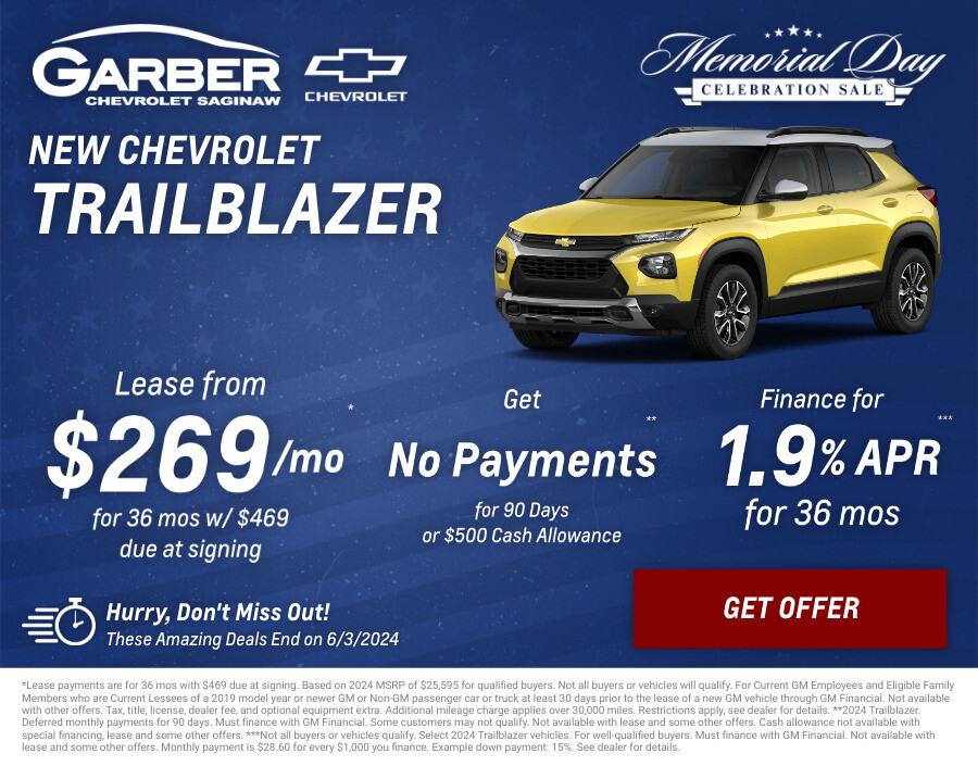 New Chevrolet Trailblazer Current Deals and Offers in Saginaw, MI